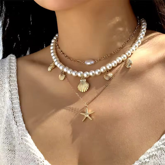 Elena Boho Starfish Rice Bead Choker