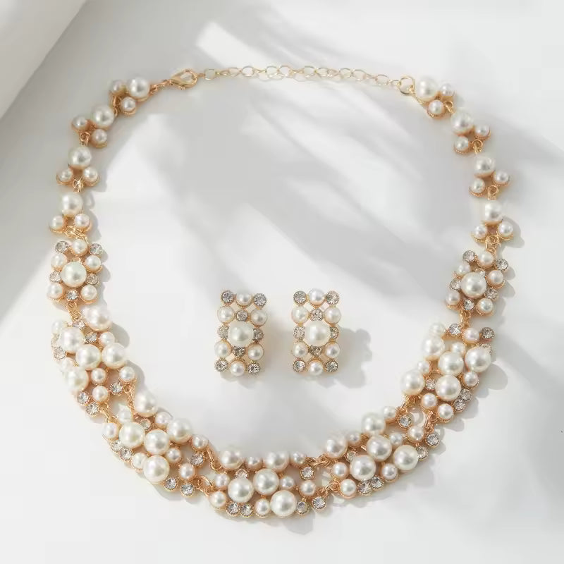 Elena Pearl Necklace & Earrings Set