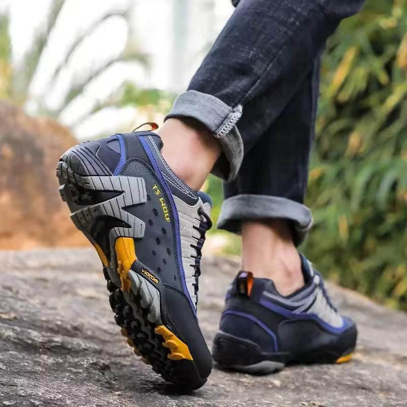Zapatos de Trekking para hombre y mujer, botas de montaña impermeables, de cuero genuino, para exteriores, Unisex, Primavera, 2025