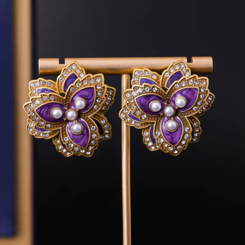 Elena Luxury Pearl Flower Earrings
