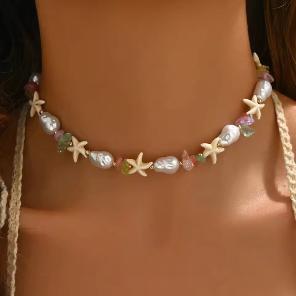 Elena Boho Starfish Rice Bead Choker