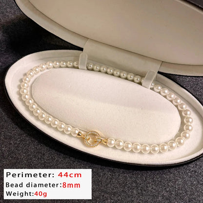 Microconjunto francés elegante con hebilla redonda de circón, pulseras con dijes de perlas de imitación para mujer, conjunto de joyería con carácter, nuevos accesorios