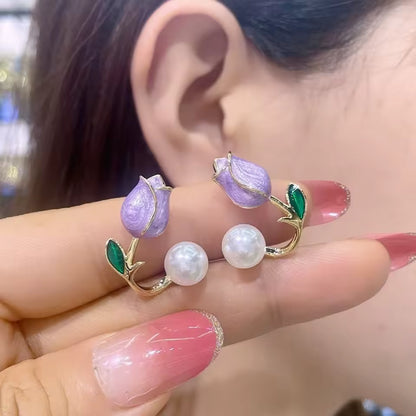 Elena Tulip Flower Drop Earrings