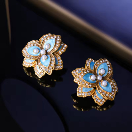 Elena Luxury Pearl Flower Earrings