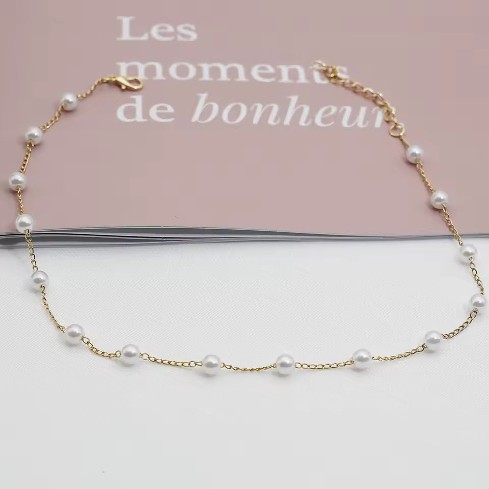 Elena Gothic Pearl Choker Necklace