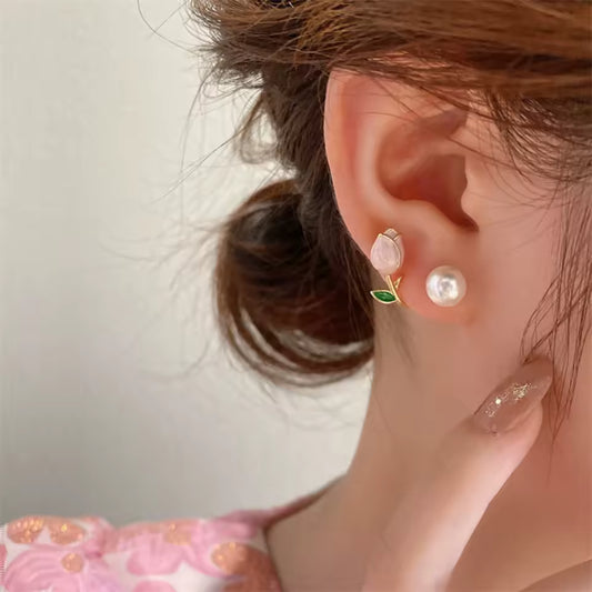 Elena Tulip Flower Drop Earrings
