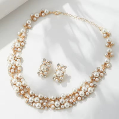 Elena Pearl Necklace & Earrings Set