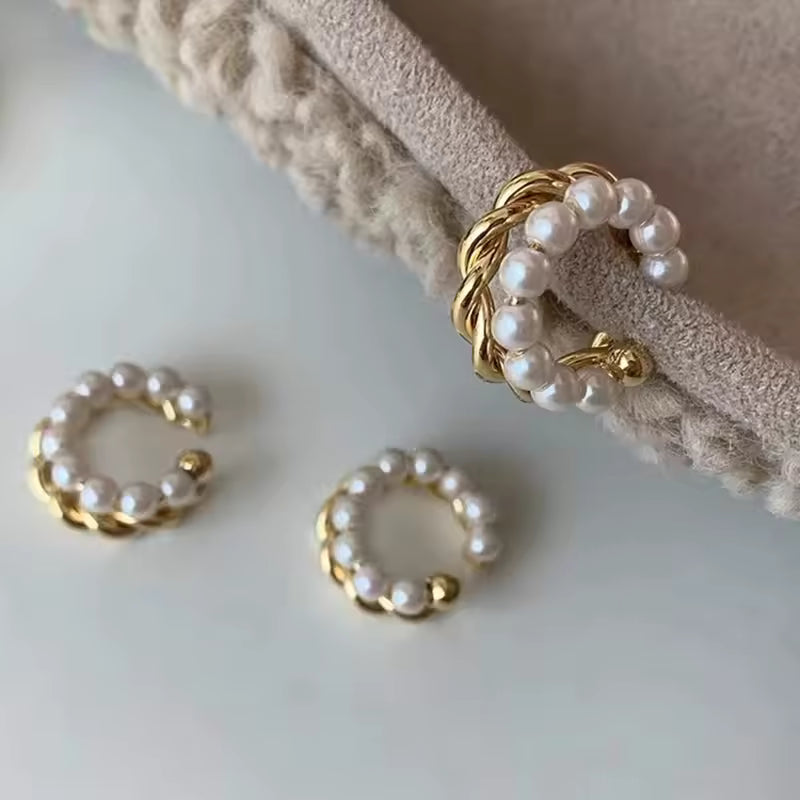 Elena Gold Korean Pearl Ear Cuff