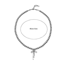 Fashion Bow Pendant Necklace | Grey Pearl Choker