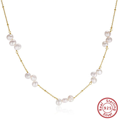 Elena Pearl Necklace Baroque Gold Chain