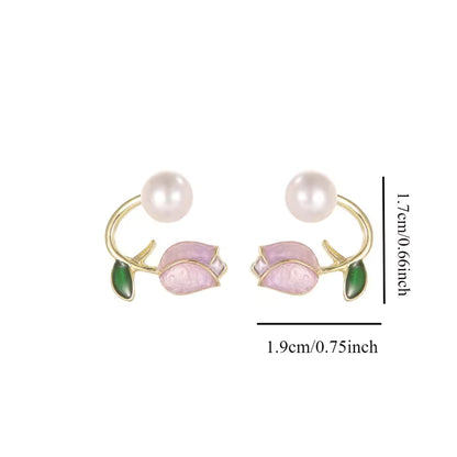 Elena Tulip Flower Drop Earrings