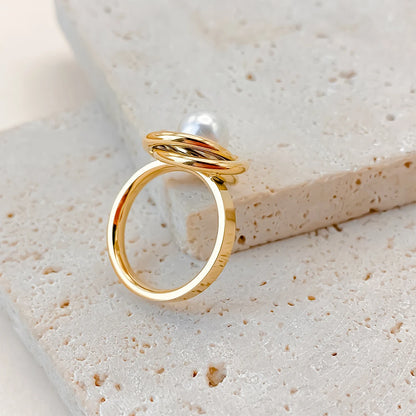 EManco, nueva moda, anillos de perlas de imitación de acero inoxidable para mujeres, niñas y joyería para fiesta de boda, envío de 48 horas