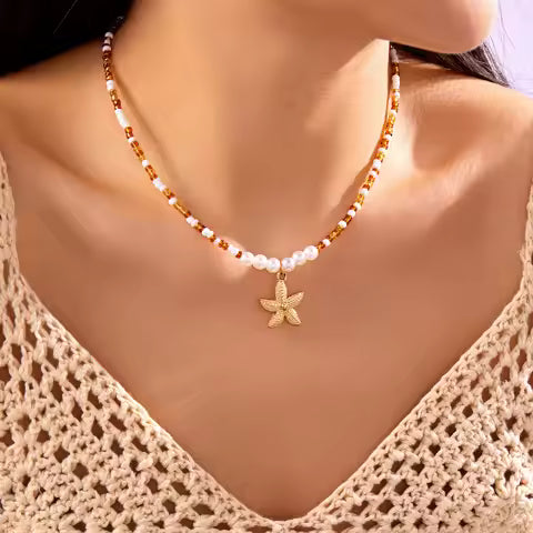 Elena Boho Starfish Rice Bead Choker