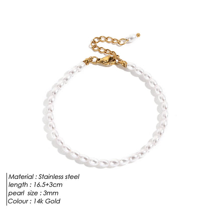 EManco-pulsera de perlas de imitación para mujer, pulsera ovalada de acero inoxidable, regalos navideños, directo de fábrica