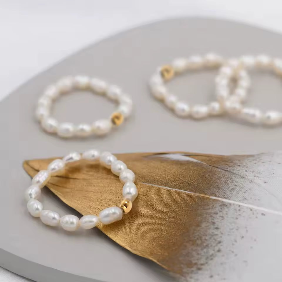 EManco-Anillo de dedo de perla minimalista, perla de imitación coreana, anillos de perlas redondas blancas, regalo de aniversario de boda