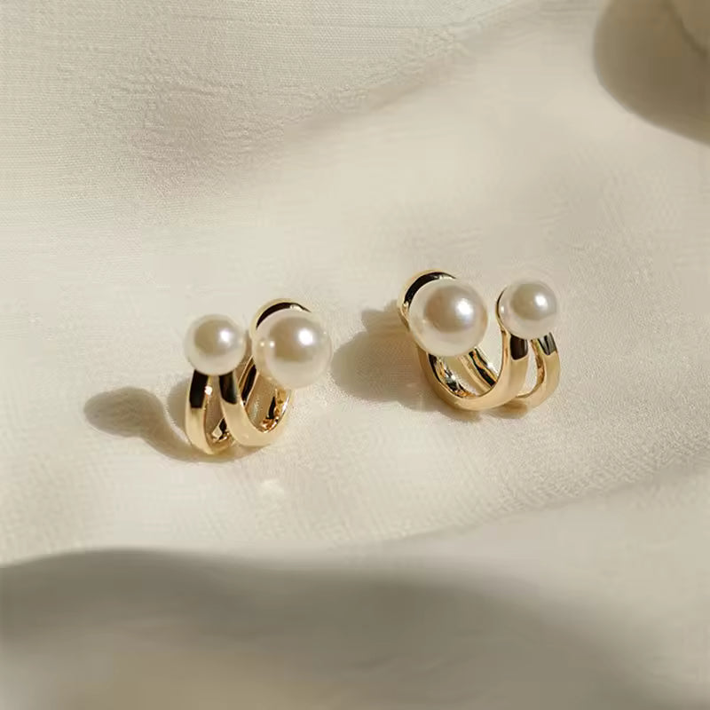 Irregular Pearl Earrings - Gold Geometric Jewelry