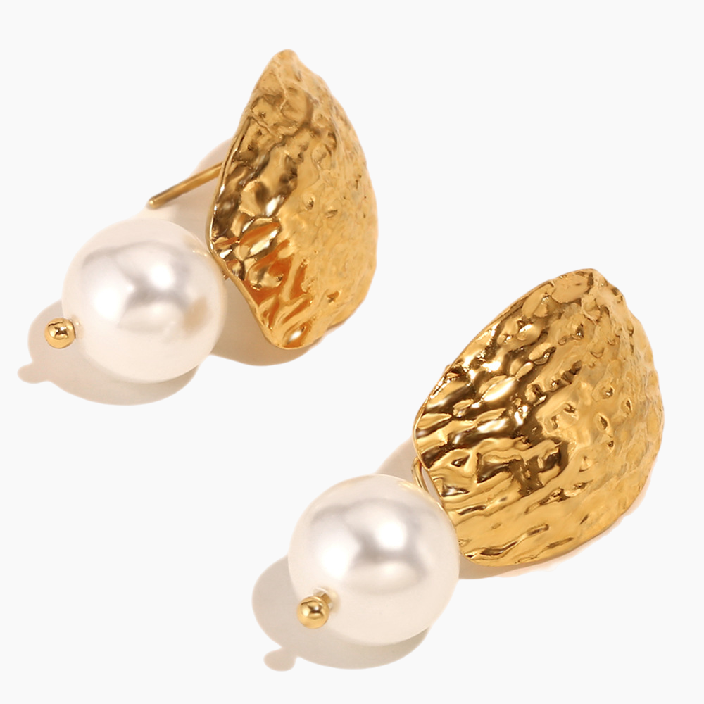 Elena Textured Pearl Drop Earrings