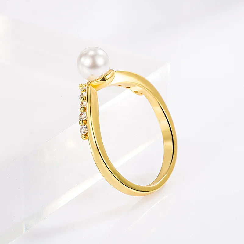 Anillos de perlas de moda, joyería de plata 925 con piedras preciosas de circón, accesorios, anillo de dedo para mujer, regalo de compromiso de boda, venta al por mayor