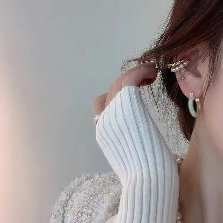 Elena Gold Korean Pearl Ear Cuff