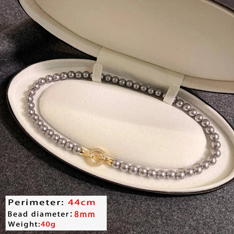 Microconjunto francés elegante con hebilla redonda de circón, pulseras con dijes de perlas de imitación para mujer, conjunto de joyería con carácter, nuevos accesorios