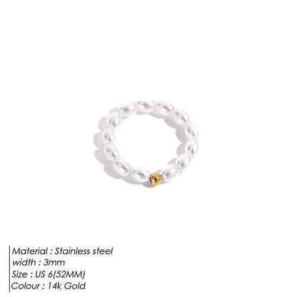 EManco-Anillo de dedo de perla minimalista, perla de imitación coreana, anillos de perlas redondas blancas, regalo de aniversario de boda
