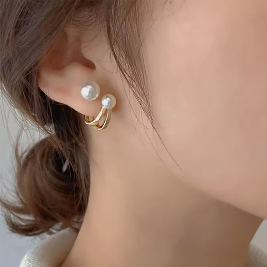 Irregular Pearl Earrings - Gold Geometric Jewelry