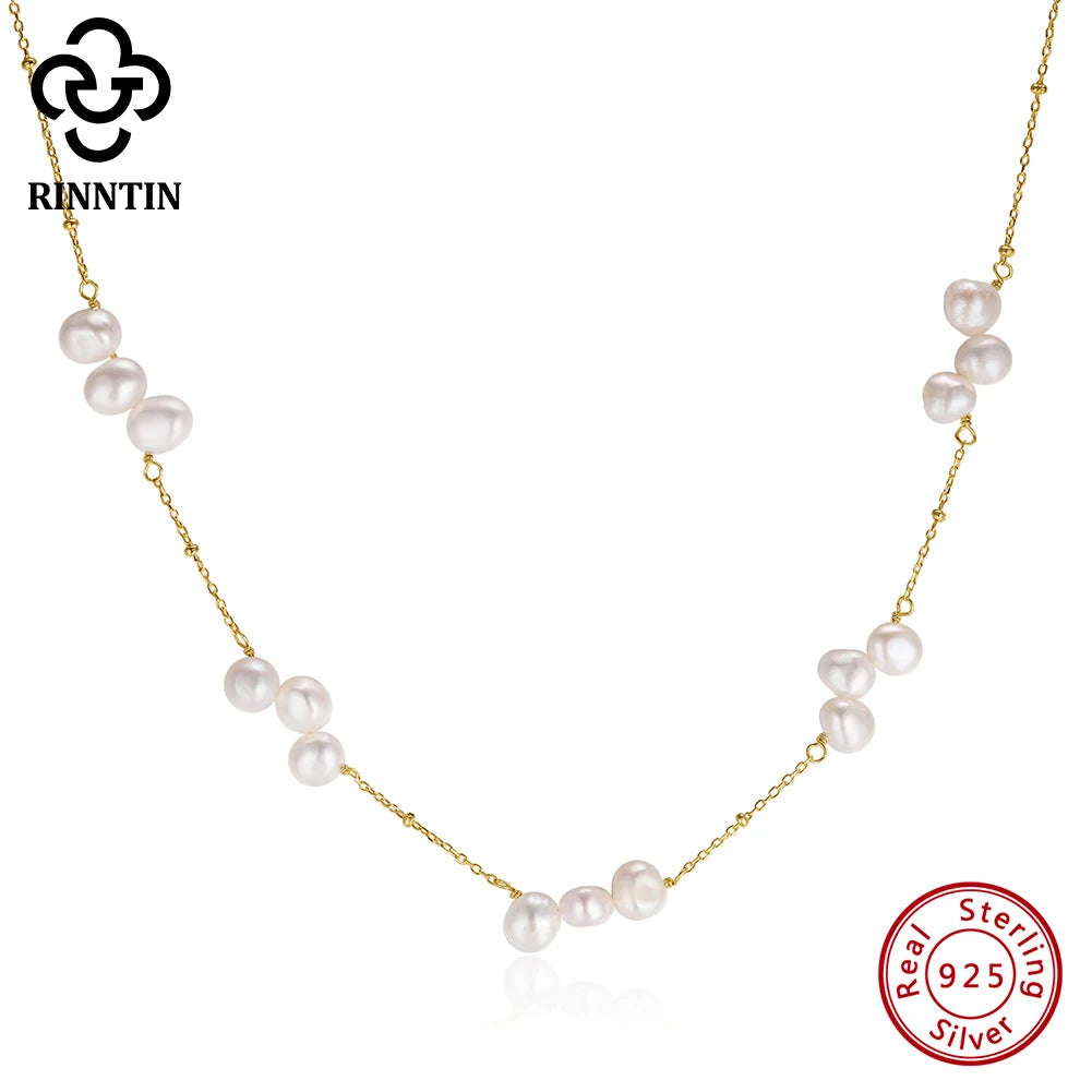 Elena Pearl Necklace Baroque Gold Chain