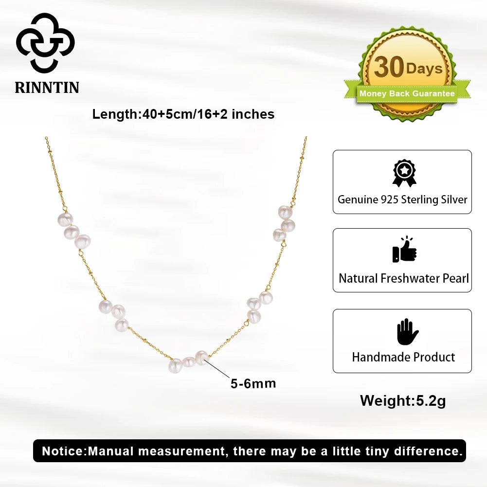 Elena Pearl Necklace Baroque Gold Chain