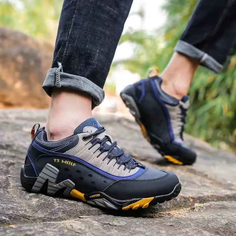 Zapatos de Trekking para hombre y mujer, botas de montaña impermeables, de cuero genuino, para exteriores, Unisex, Primavera, 2025
