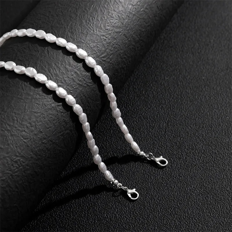 Nueva moda Simple gargantilla de perlas de imitación collar para mujer Vintage elegante con cuentas temperamento collar joyería para fiesta y boda