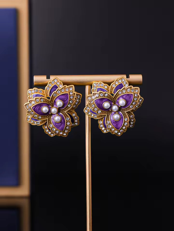 Elena Luxury Pearl Flower Earrings