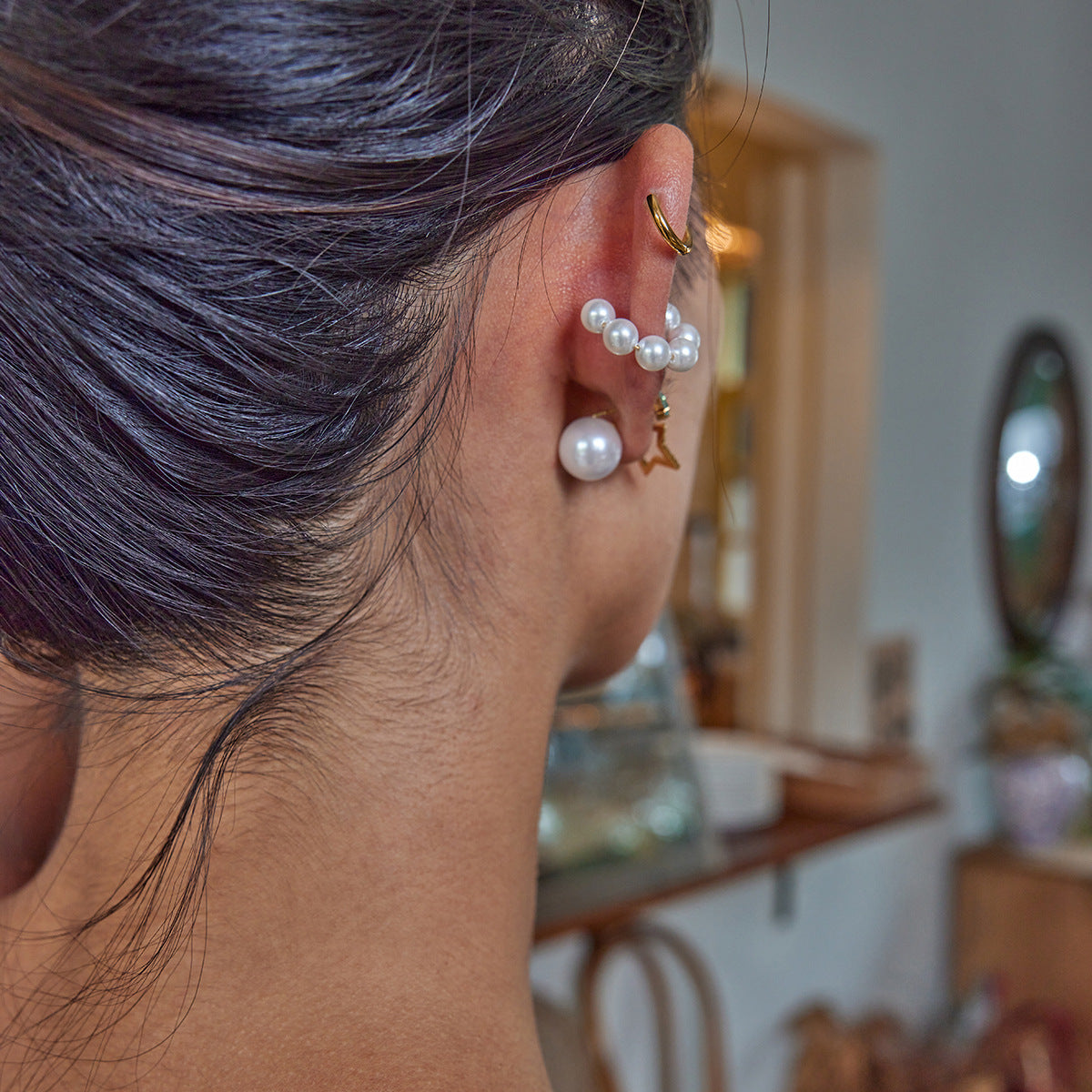 Elena Starlit Pearl Stud Earrings