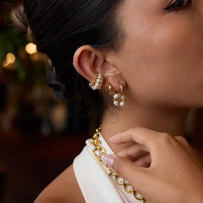 Elena Ripple Pearl Loop Earrings
