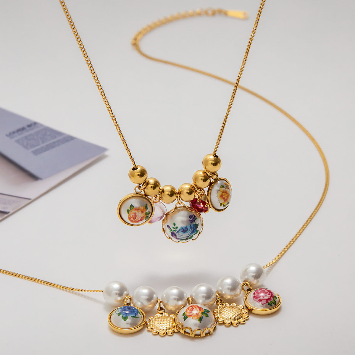 Elena Pearl Garden Charm Necklace