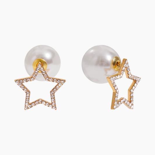 Elena Starlit Pearl Stud Earrings
