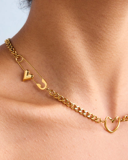 Elena Heart-Pin Chain Necklace