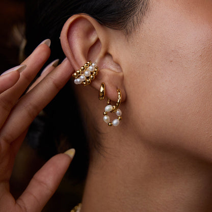 Elena Aurora Bubble Pearl Hoops
