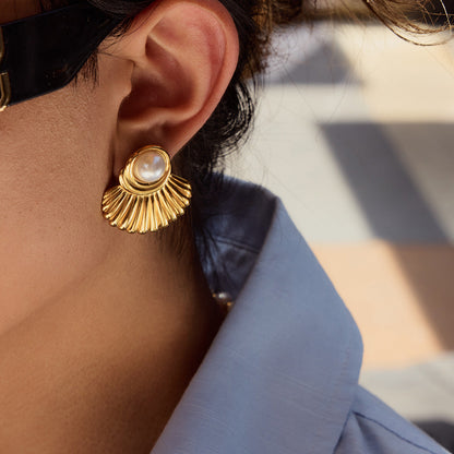 Elena Oceana Shell Pearl Earrings