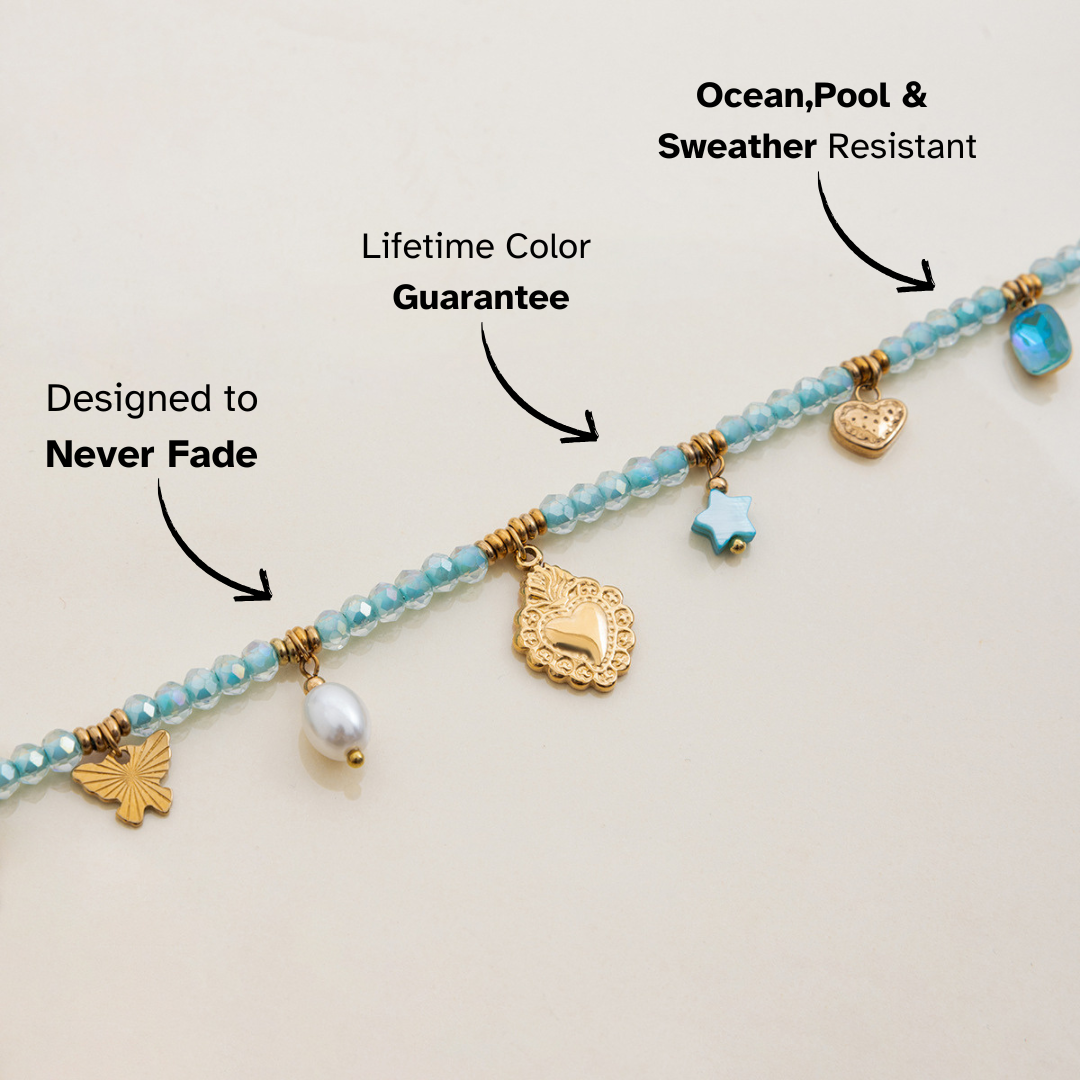 Elena Aqua Bloom Charm Necklace
