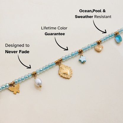 Elena Aqua Bloom Charm Necklace
