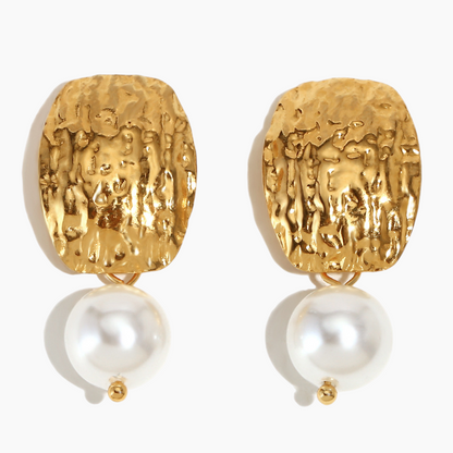 Elena Textured Pearl Drop Earrings
