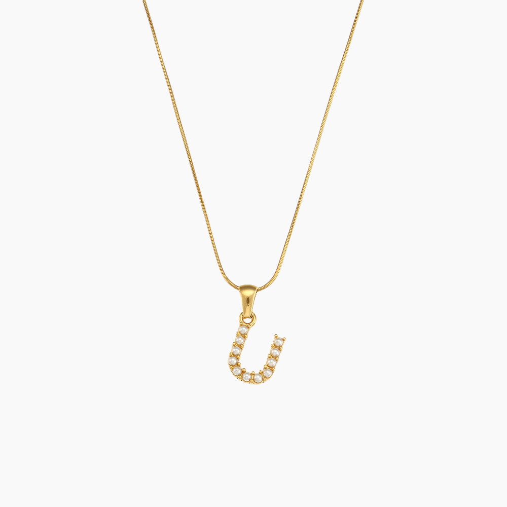 Elena Pearl Initial Pendant Necklace