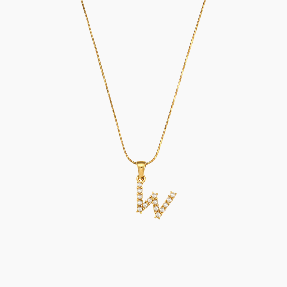 Elena Pearl Initial Pendant Necklace