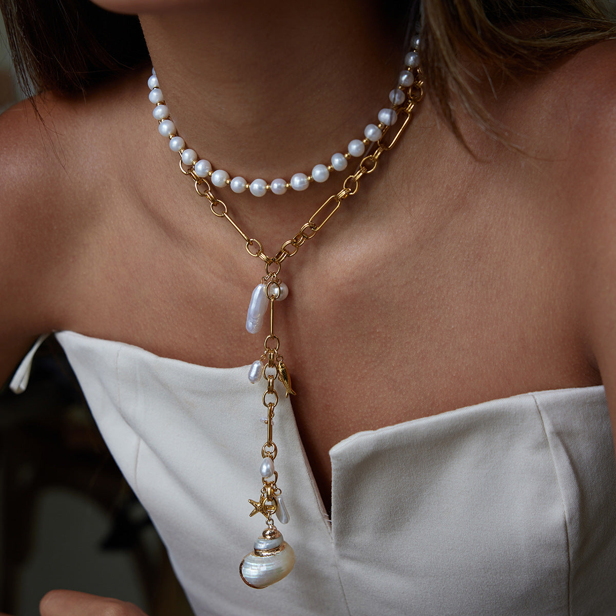 Elena Ocean Drip Statement Necklace