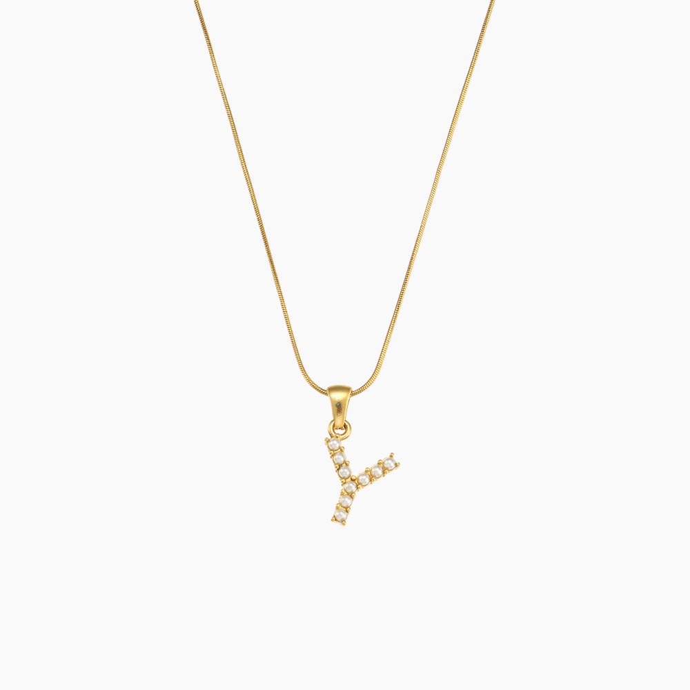 Elena Pearl Initial Pendant Necklace