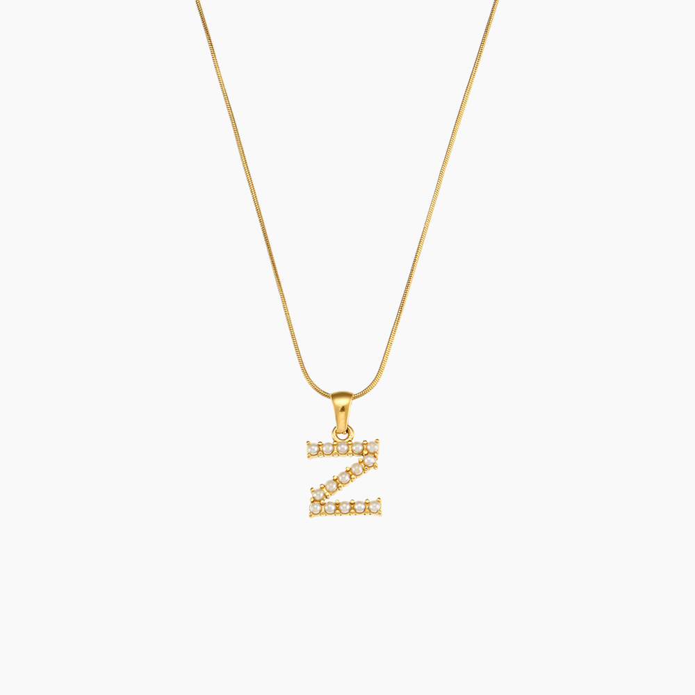 Elena Pearl Initial Pendant Necklace