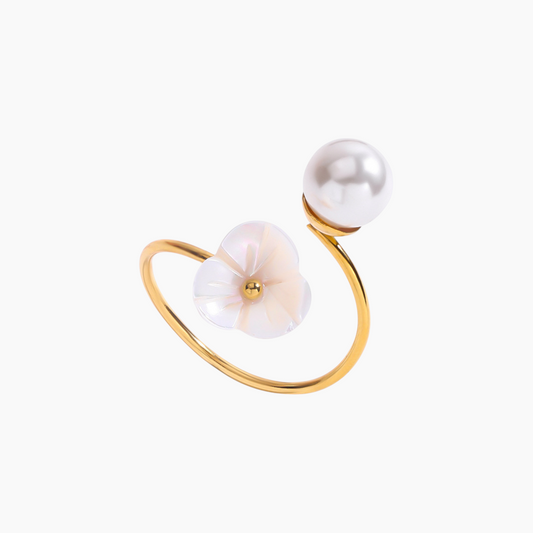 Elena Petal Pearl Bloom Ring