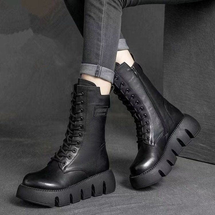 Orthopedic fleece boots with thick soles in vintage style - Black / 3 - ZAYBADGE19