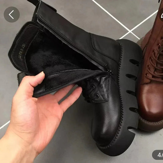 Orthopedic fleece boots with thick soles in vintage style - ZAYBADGE19