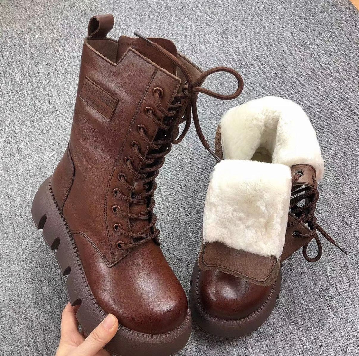 Orthopedic fleece boots with thick soles in vintage style - ZAYBADGE19